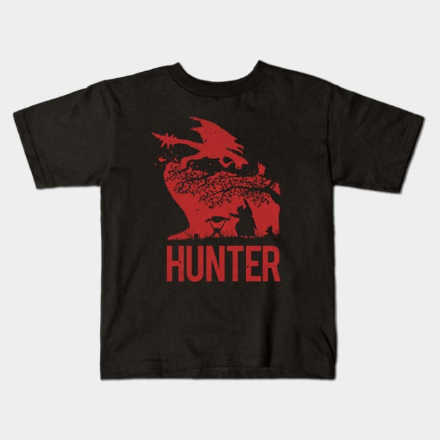 Monster Hunter - title silhouette Kids T-Shirt by Mandos92